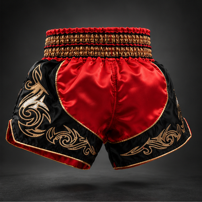 FLUORY — Red and Black Muay Thai Shorts