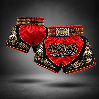 FLUORY — Red and Black Muay Thai Shorts